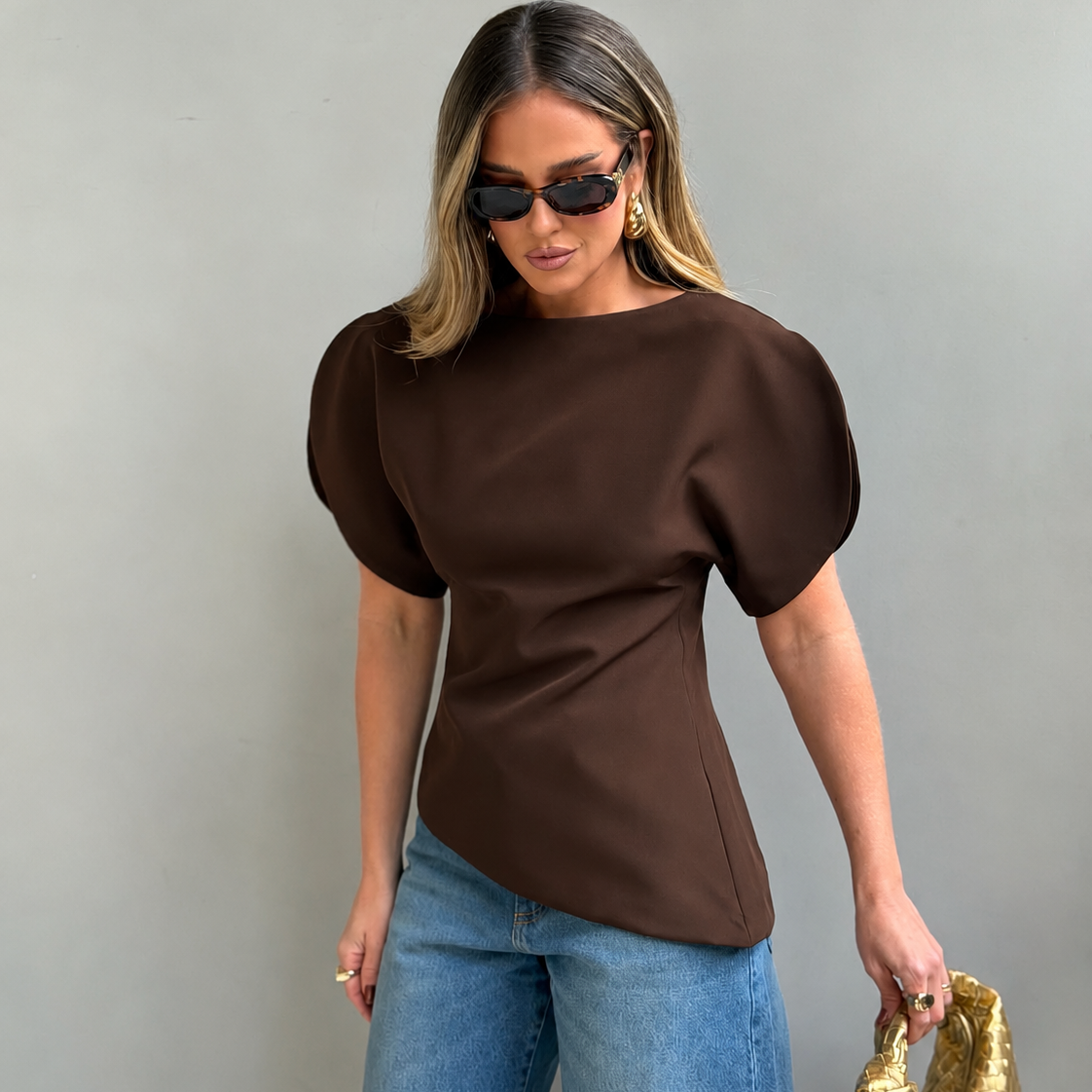 Sienna Tricot Balloon Sleeve Top