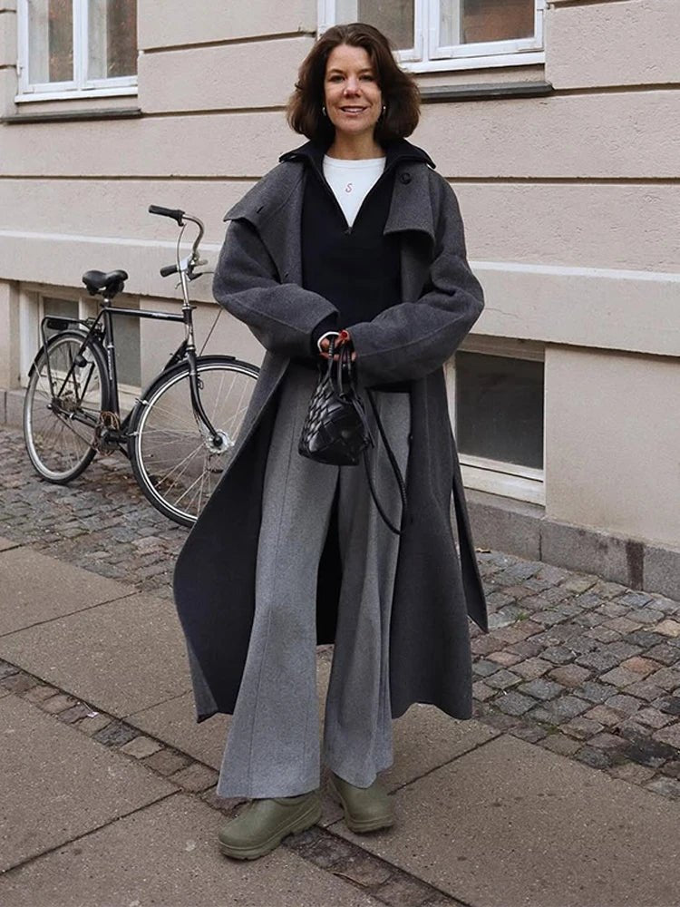 Meryl Stand Up Collar Belted Long Coat 8