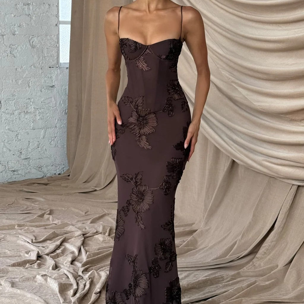 Beatrice Applique Tie-Back Prom Dress