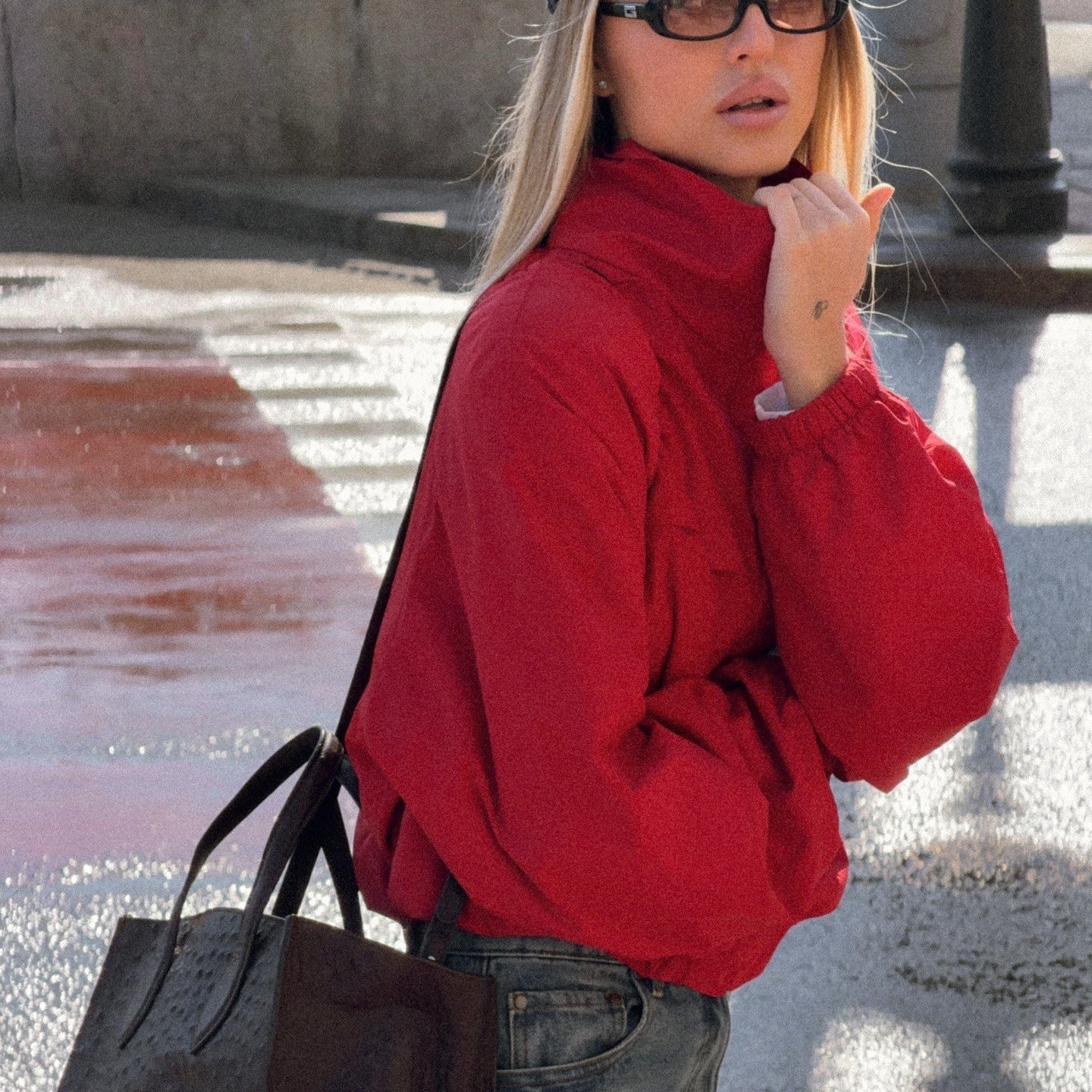Erica Tricot Funnel Neck Windbreaker