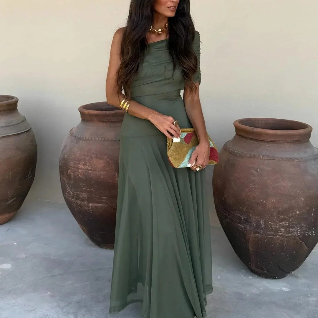 Sienna Off-Shoulder Ruched Maxi Dress