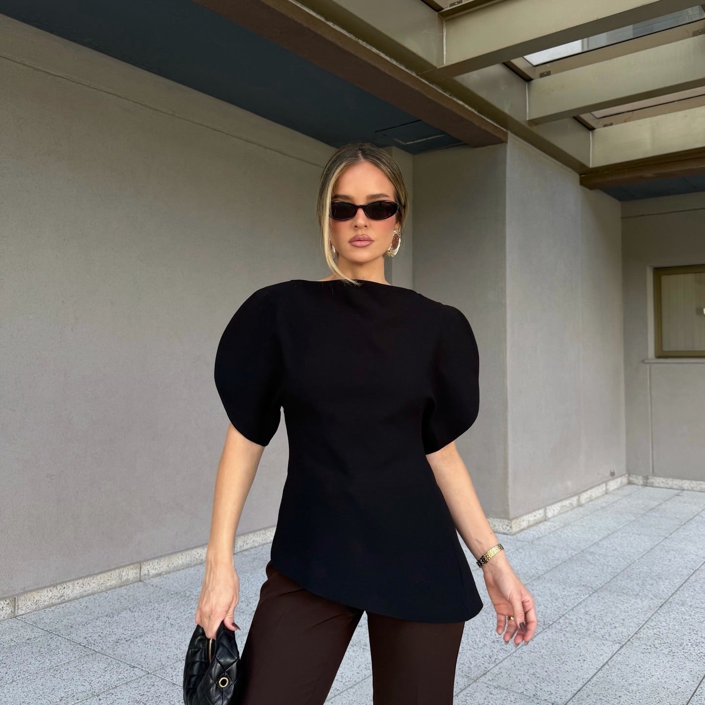 Sienna Tricot Balloon Sleeve Top