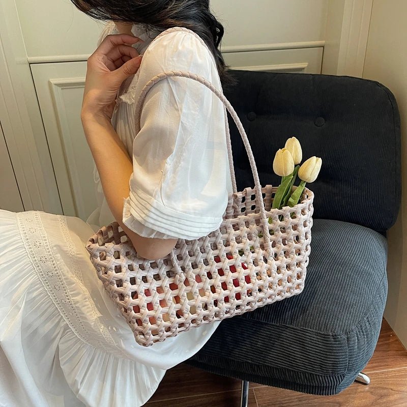 SOERA Sienna Hollowed Shoulder Tote - Bag - Milktea