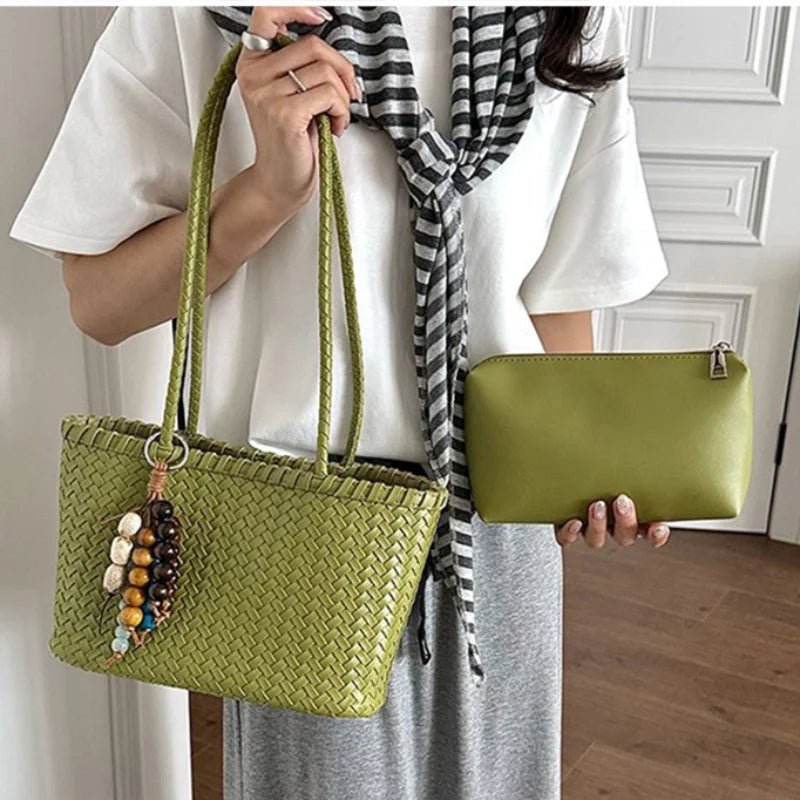 SOERA Sophie Straw Woven Tote Bag - Bag - Green