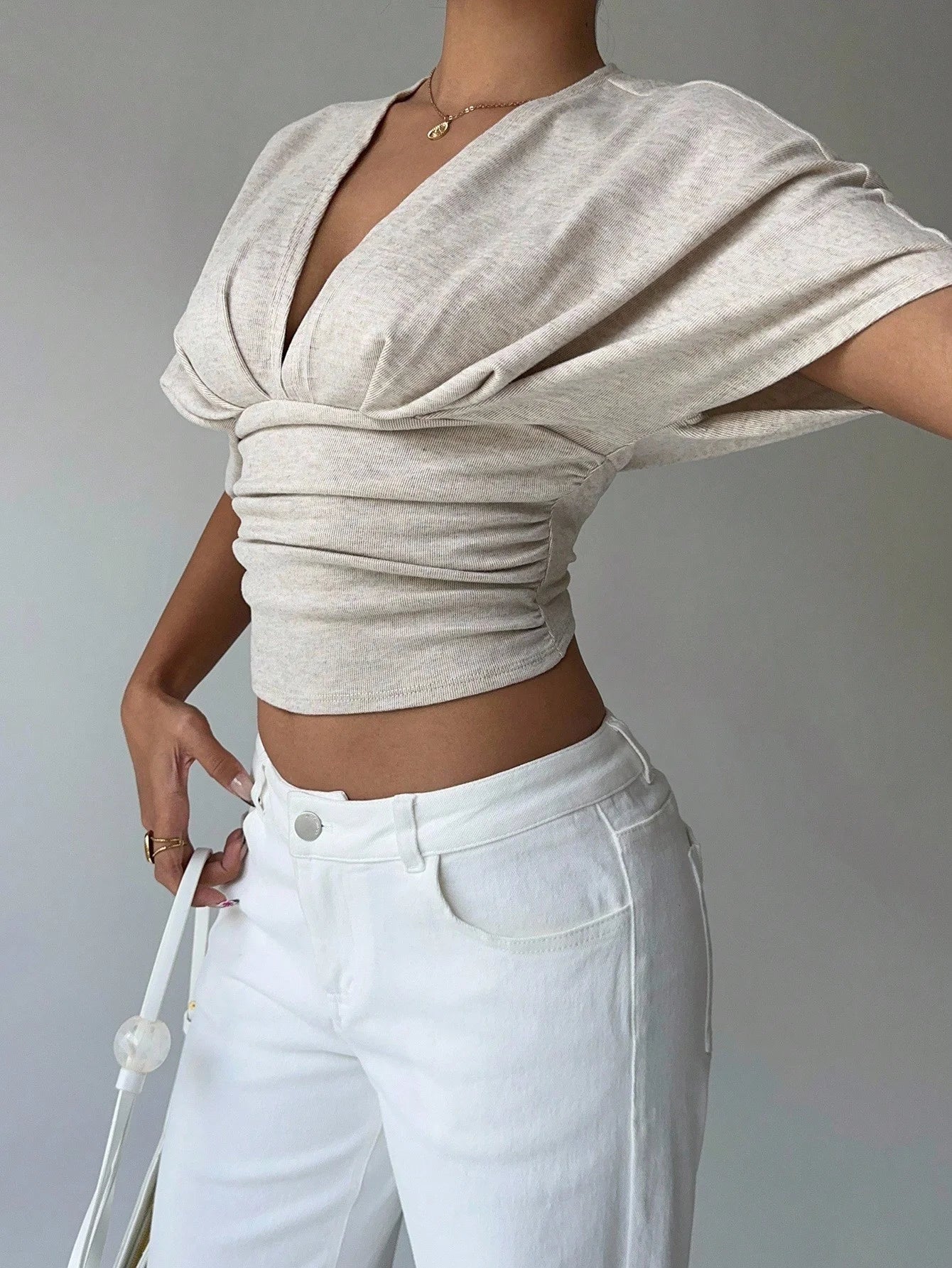 SOERA Kendra Plunged Neck Fitted Blouse - Blouses - 1005010495875497-;rL1775118415191477612 S