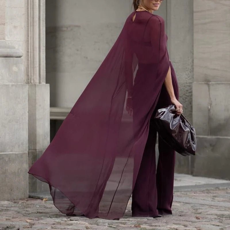 SOERA Beatrice Polka Dot High-Low Cover-Up Cape - Coats & Jackets - Burgundy