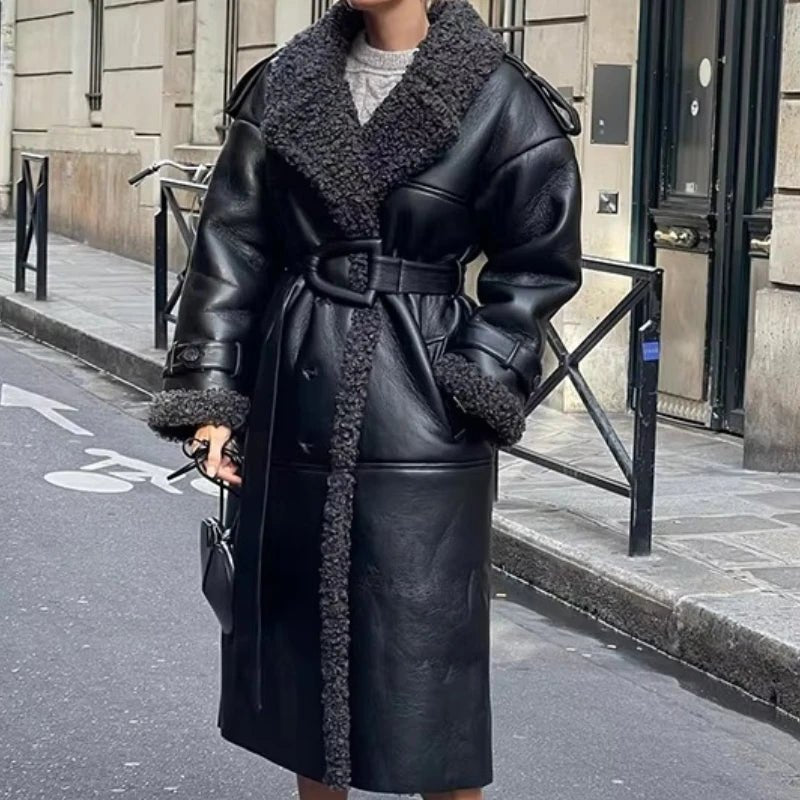 SOERA Cora Belted Faux Leather Maxi Coat - Coats & Jackets - 3256808035558765-;Kv1765388039766821445 Black S