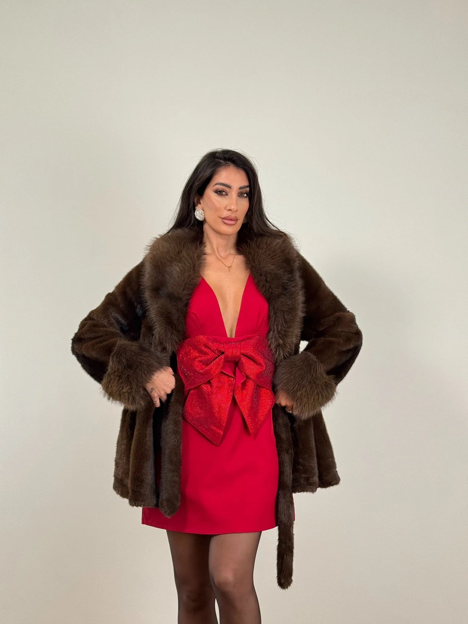 SOERA Louise Faux Fur Coat - Coats & Jackets - M Coffee