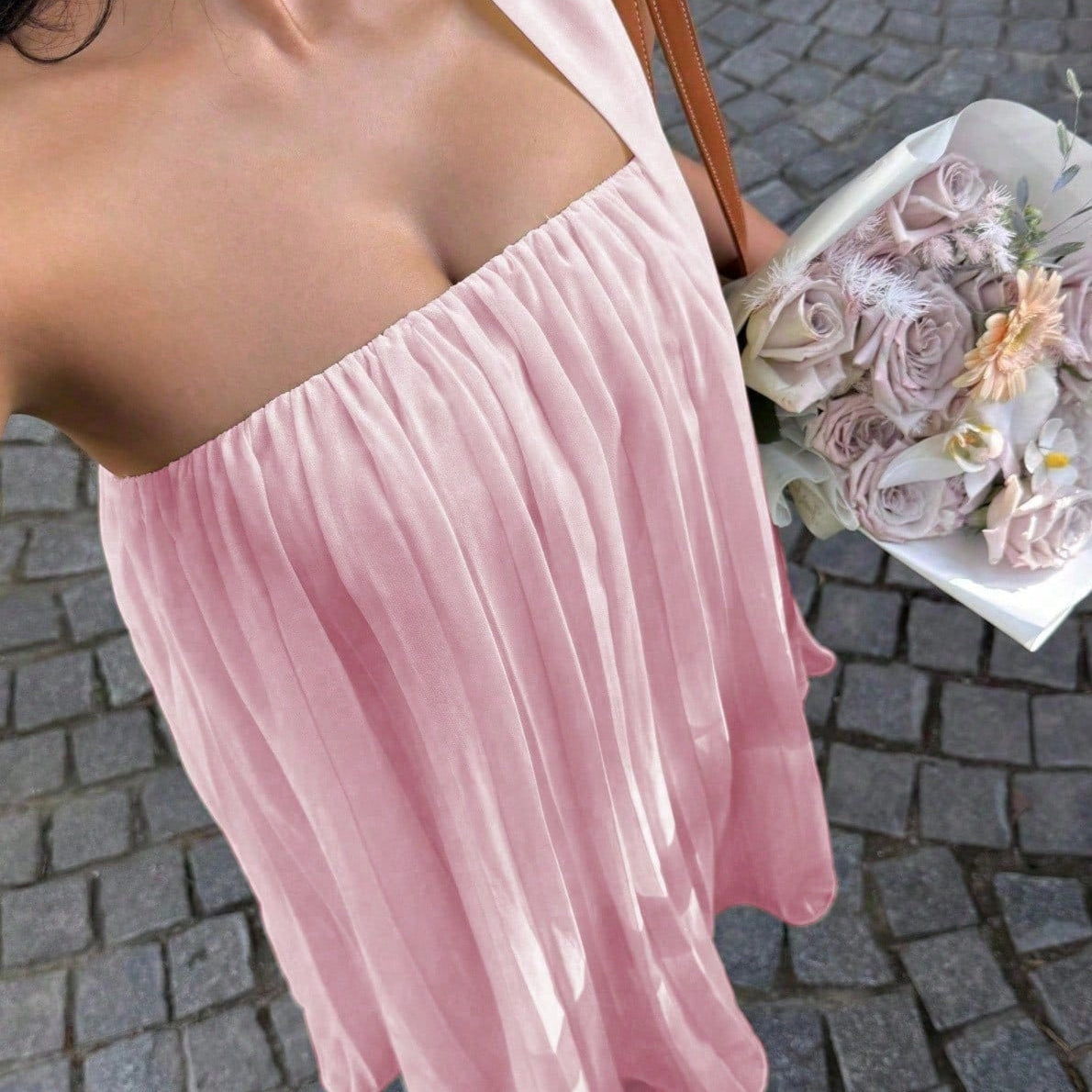 SOERA Aliya Ruched Bandeau Mini Dress - Dress - SOERA-465347-PIN-S-82371 Pink S