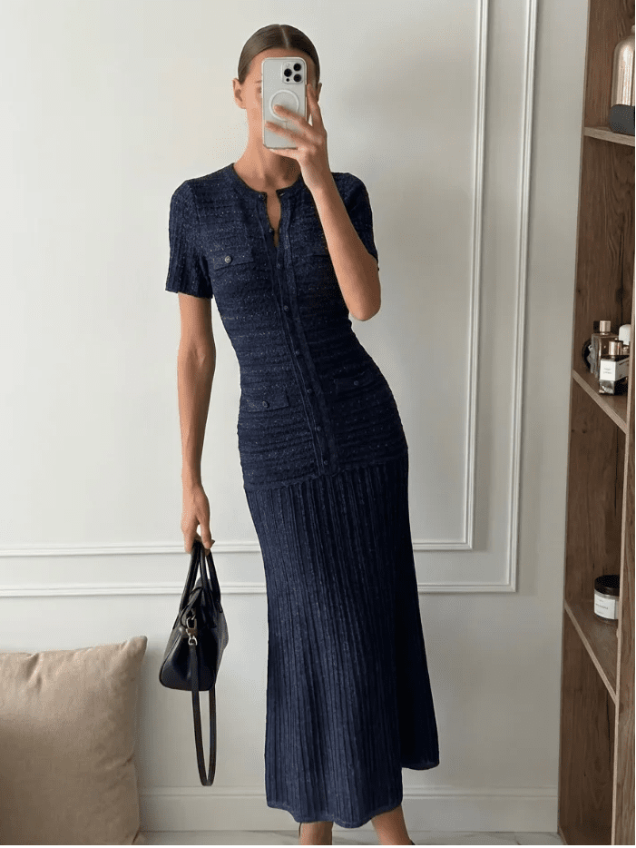 SOERA Beatrice Sequin Knit Maxi Dress - Dress - Navy Blue S