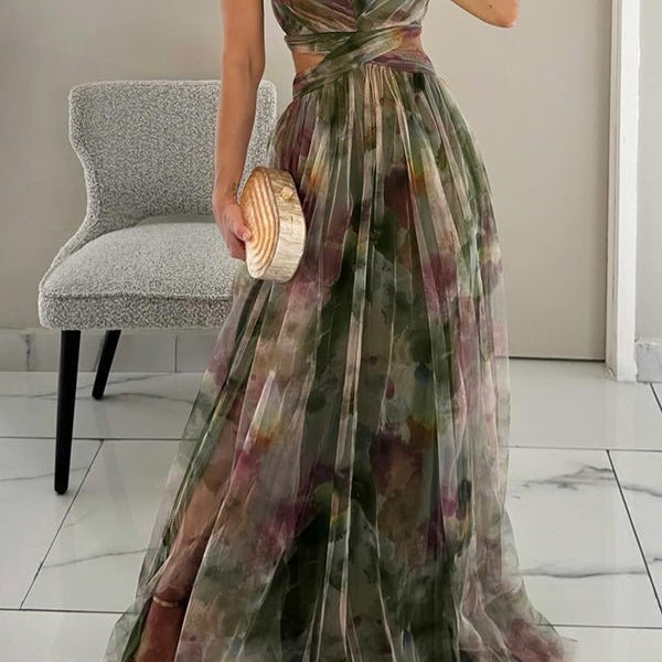 SOERA Bianca Floral V - Neck Maxi Dress - Dress - Green S
