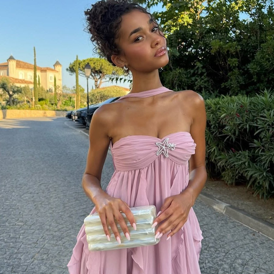 SOERA Harper Strapless Ruffled Maxi Dress - Dress - SOERA-008579-PIN-S-40003 Pink S