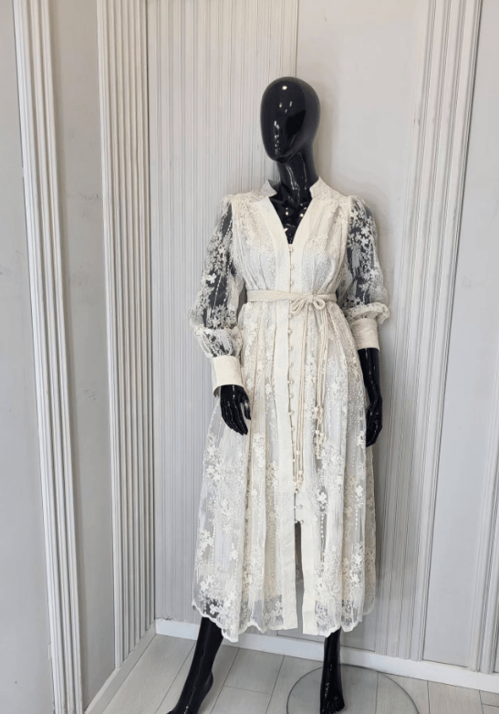 SOERA Jenina Embroidered Pearl Midi Dress - Dress - White S