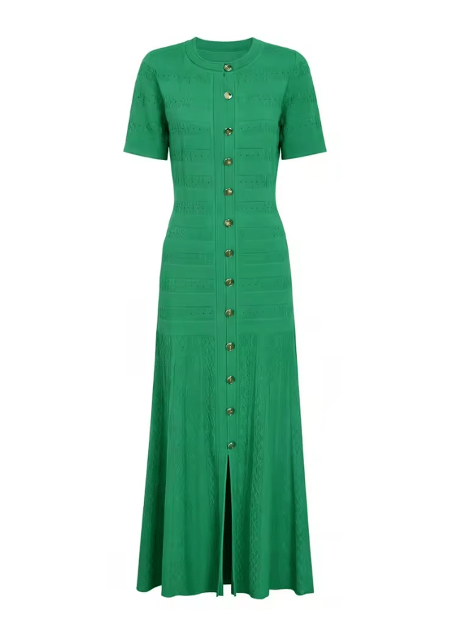 SOERA Quinn Ribbed Knit Midi Dress - Dress - Green XS