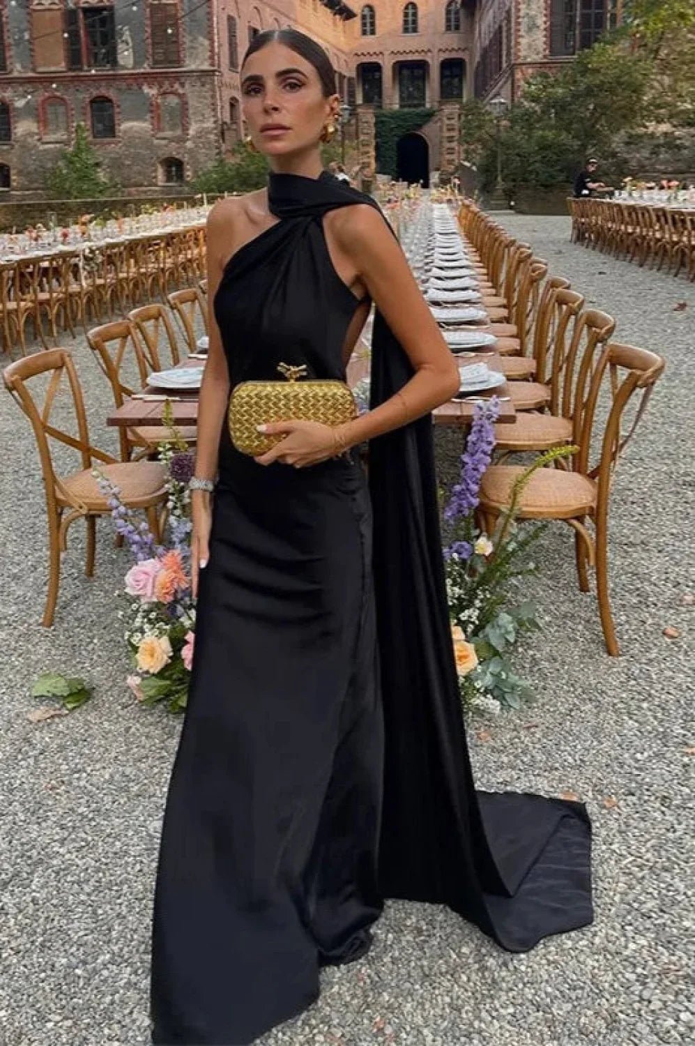SOERA Beatrice Halter Backless Silk Satin Maxi Dress - Dresses - Black S