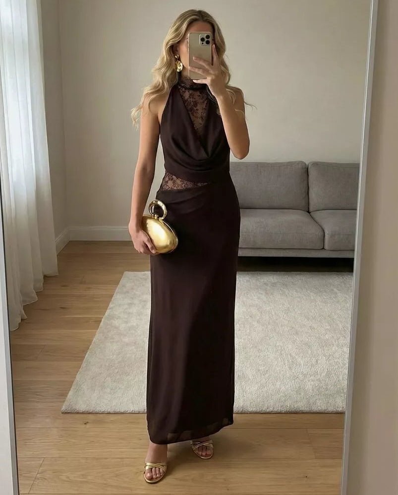 SOERA Beatrice Halter Lace Patchwork Maxi Dress - Dresses - XS