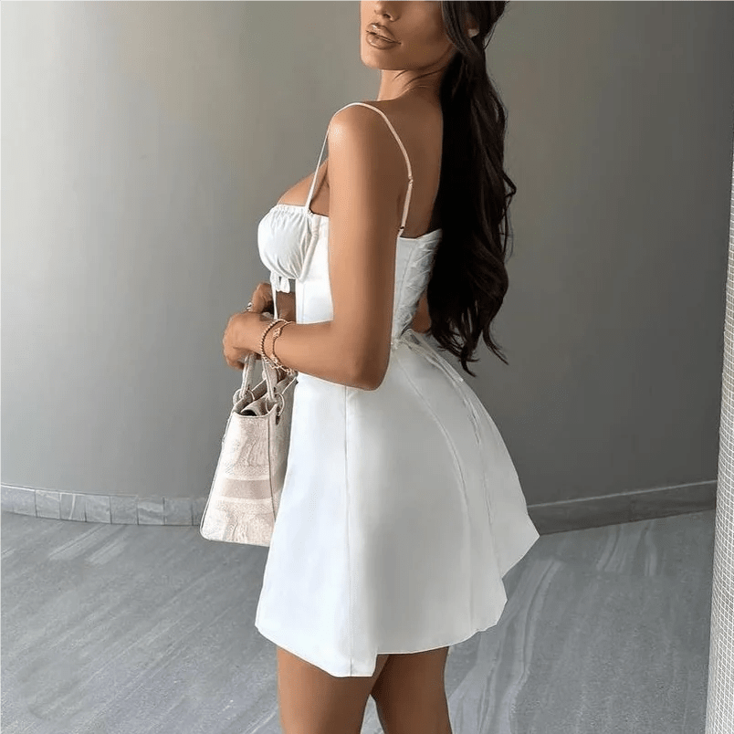 SOERA Bianca Lace-Up Mini Sundress - Dresses - Yellow S