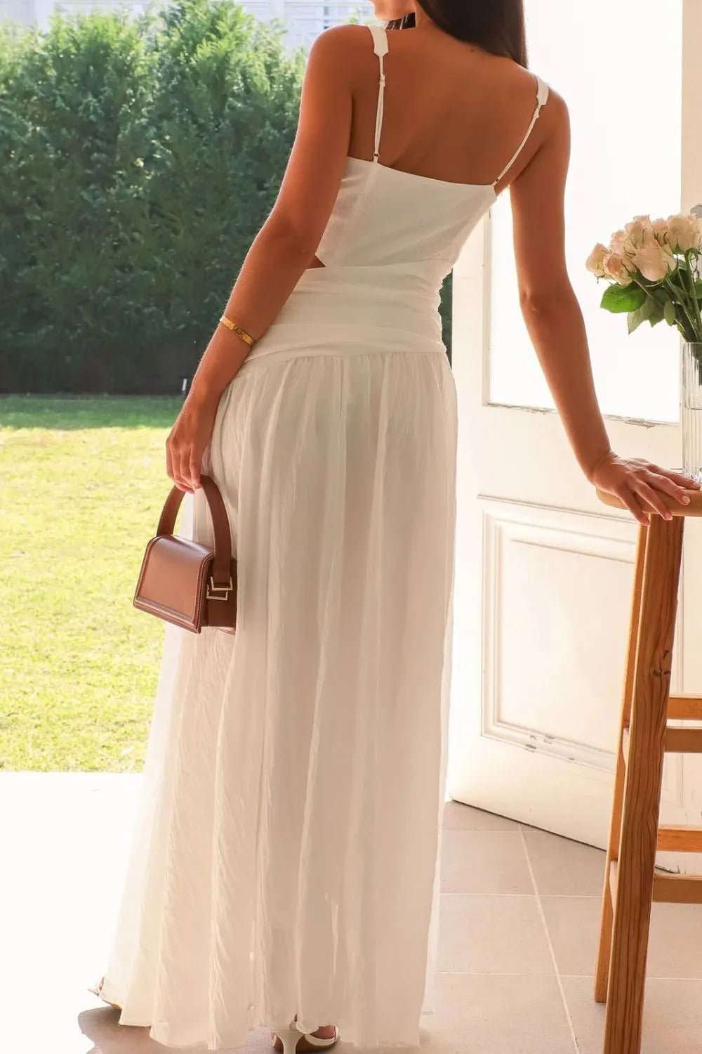 SOERA Lolita Cut - Out Ruched Maxi Dress - Dresses - PQ1774929987191435391 White M