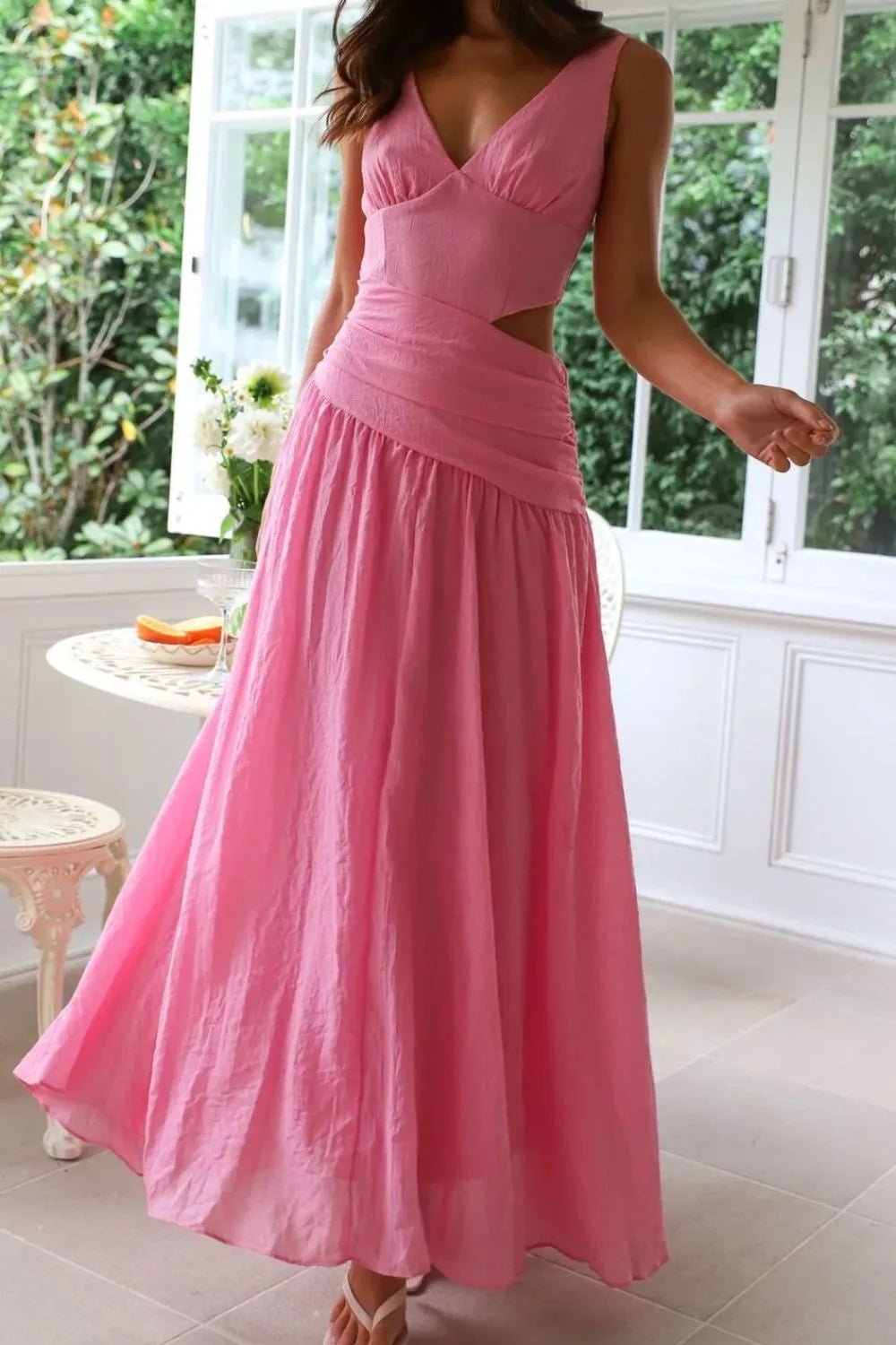 SOERA Lolita Cut - Out Ruched Maxi Dress - Dresses - pX1774929987191842379 Pink M