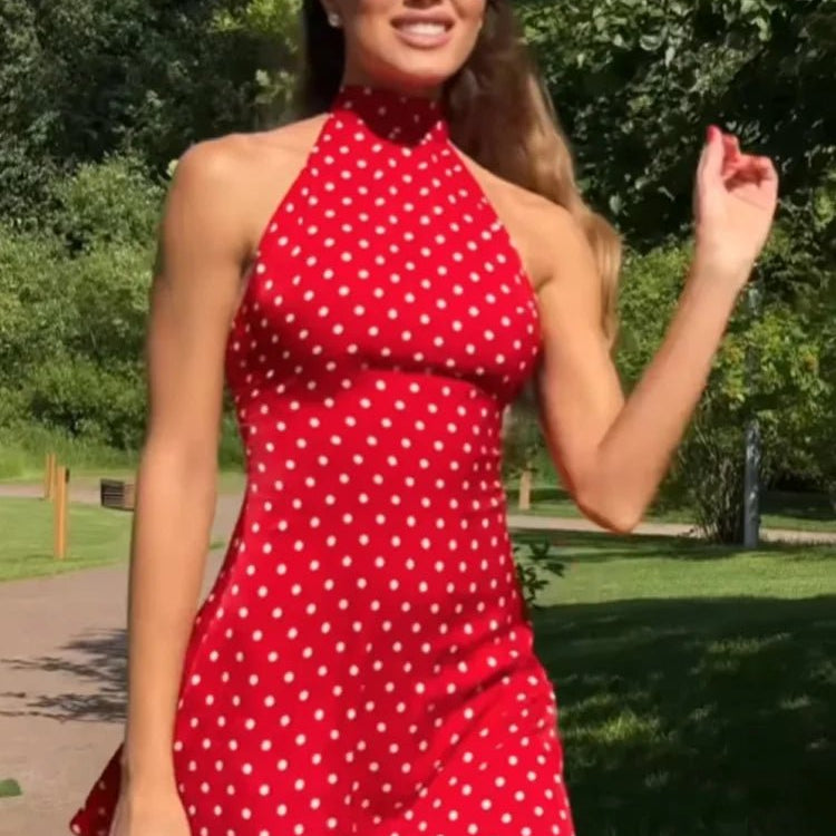 SOERA Renee Halter Dot Mini Dress - Dresses - 1005009294102385-;SK1769670009890020255 Red S