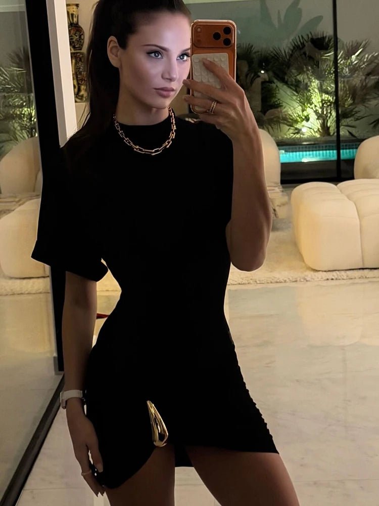 SOERA Rochelle Ruched Mini Dress with Metal Buckle - Dresses - 1005011804057529-;HK1774869403274647781 L