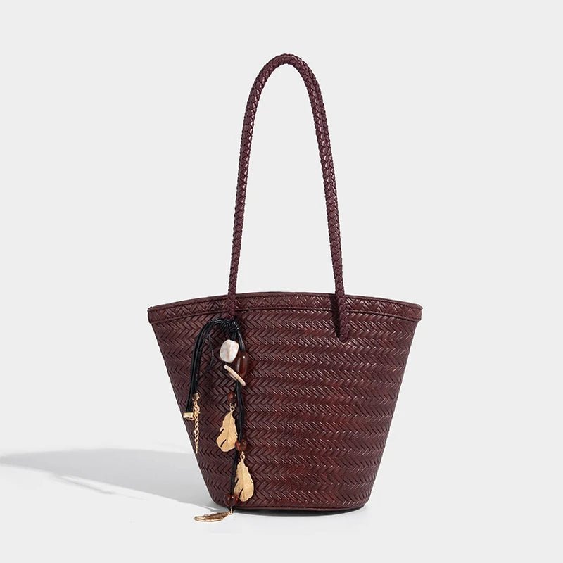 SOERA Meryl Woven Bucket Handbag with Pouch - Handbags - 1005009214177960-;OZ1775031590860362256 Coffee
