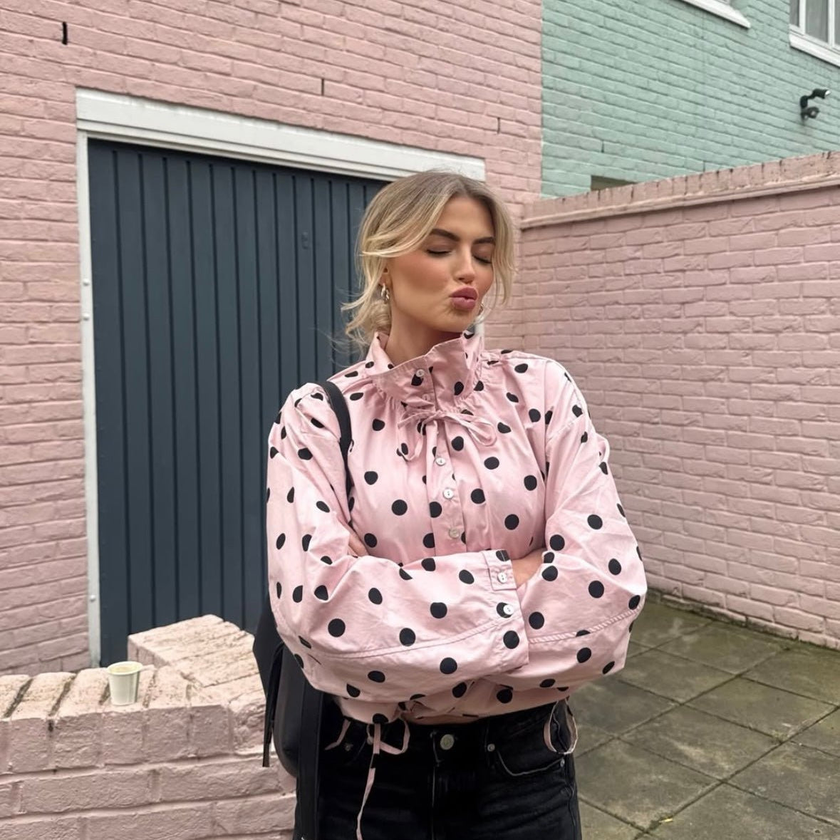SOERA Presley Polka Dot Puff Sleeve Jacket - Jacket - SOERA-279811-PIN-XS-46243 Pink XS