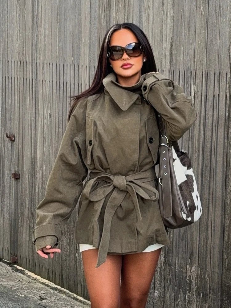 SOERA Alya High Neck Lace Up Coat - Jackets - 1005010107034644-;Hn1775503354983381508 XS