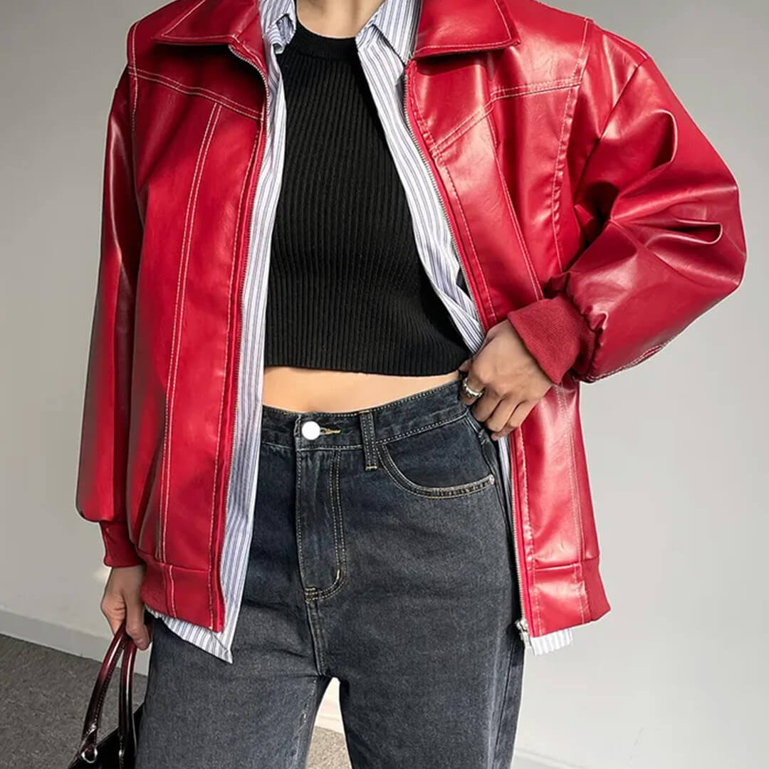 SOERA Brooke Zip-Up Bomber Jacket - Jackets - SOERA-466691-DEF-OS-74822 Red S
