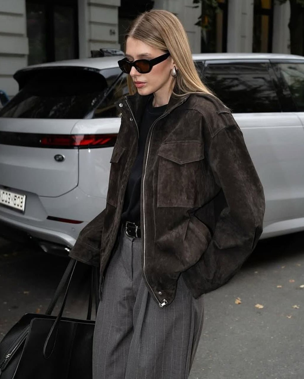 SOERA Charice High - Neck Suede Jacket - Jackets - vR1774004001183483813 Charcoal S