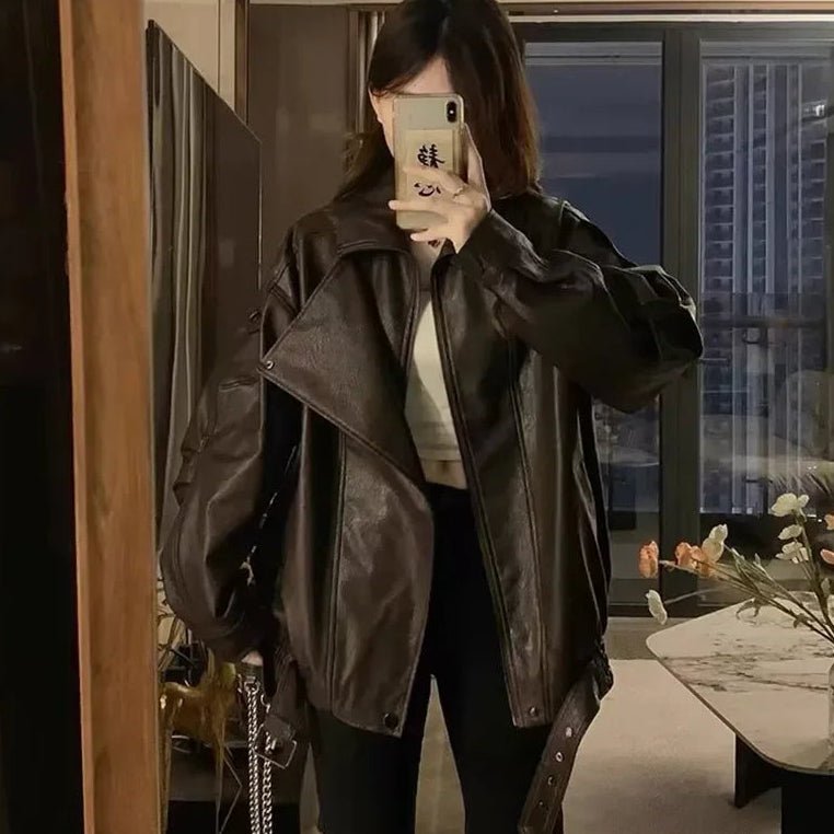 SOERA Denise Belted Leather Jacket - Jackets - Burgundy S