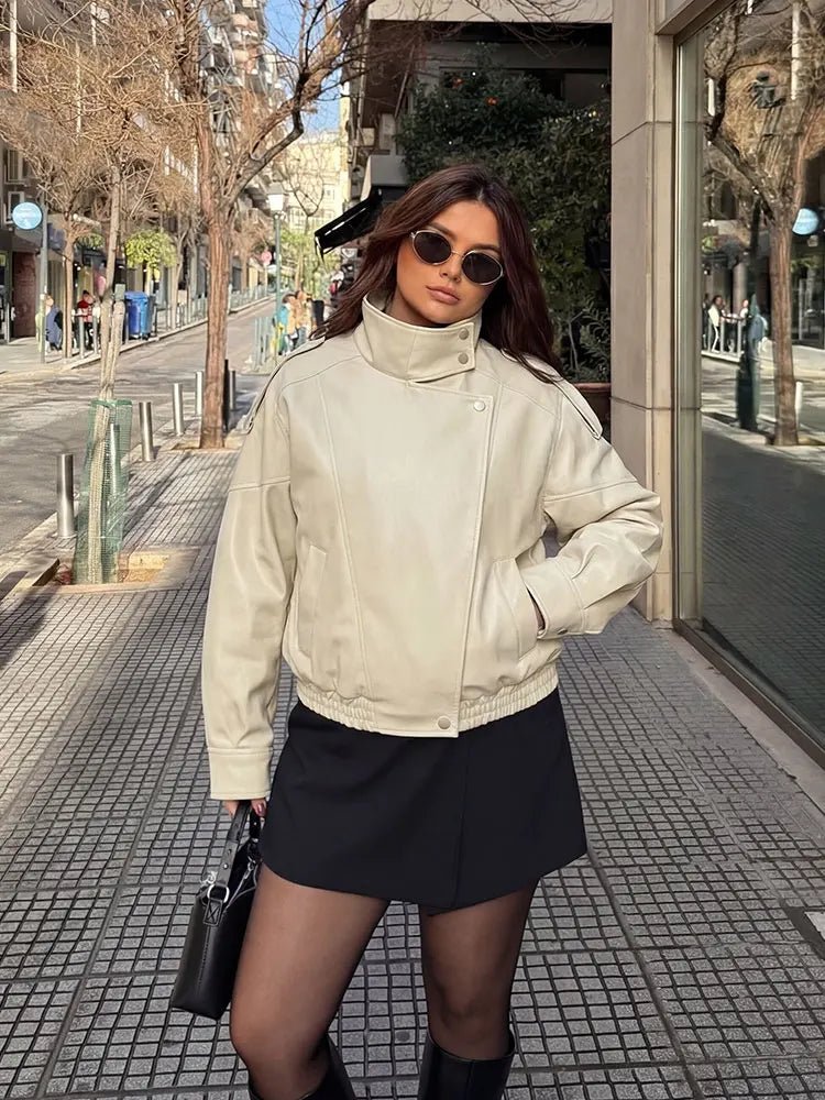 SOERA Joyce Asymmetrical Zip Faux Leather Jacket - Jackets - 1005011921437999-;bq1775031590523832816 Beige XS