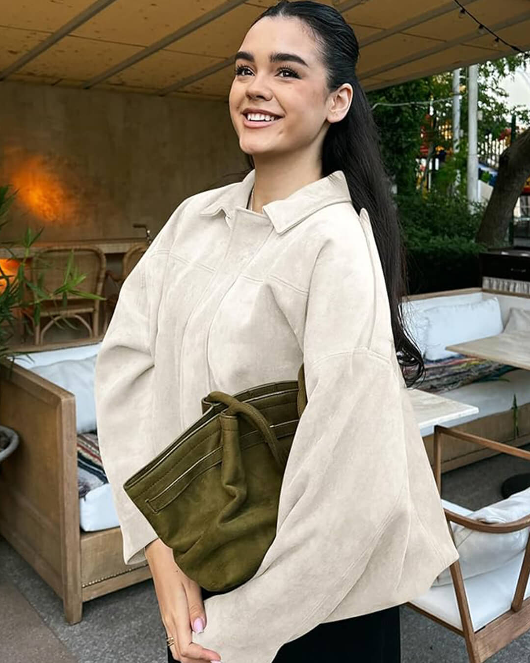 SOERA Lara Suede Bomber Jacket - Jackets - AL1760504685426980589 Creme S