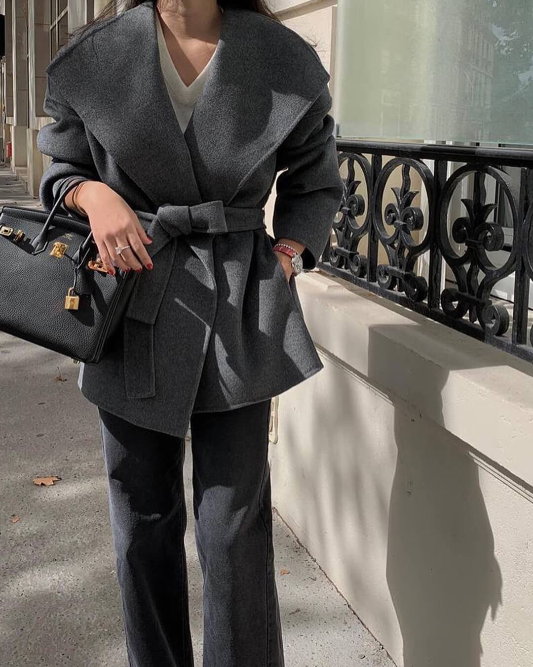 SOERA Lorelie Belted Wrap Coat - Jackets - Grey