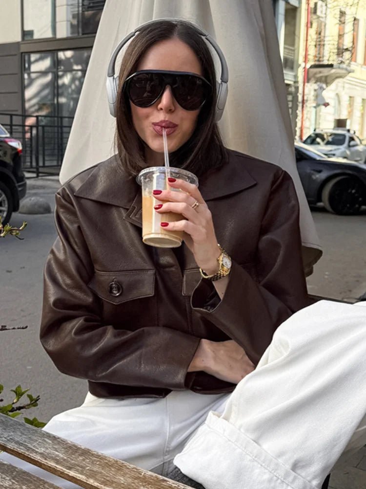 SOERA Rachelle Cropped Faux Leather Jacket - Jackets - 1005009685631106-;Wo1776154514201298584 M