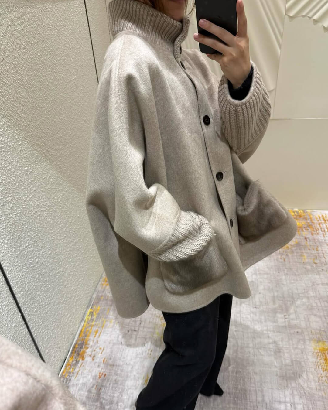 SOERA Terry Turtleneck Faux Fur Knit Coat - Jackets - 3256810016271253-;Ur1764102178643421929 Beige L