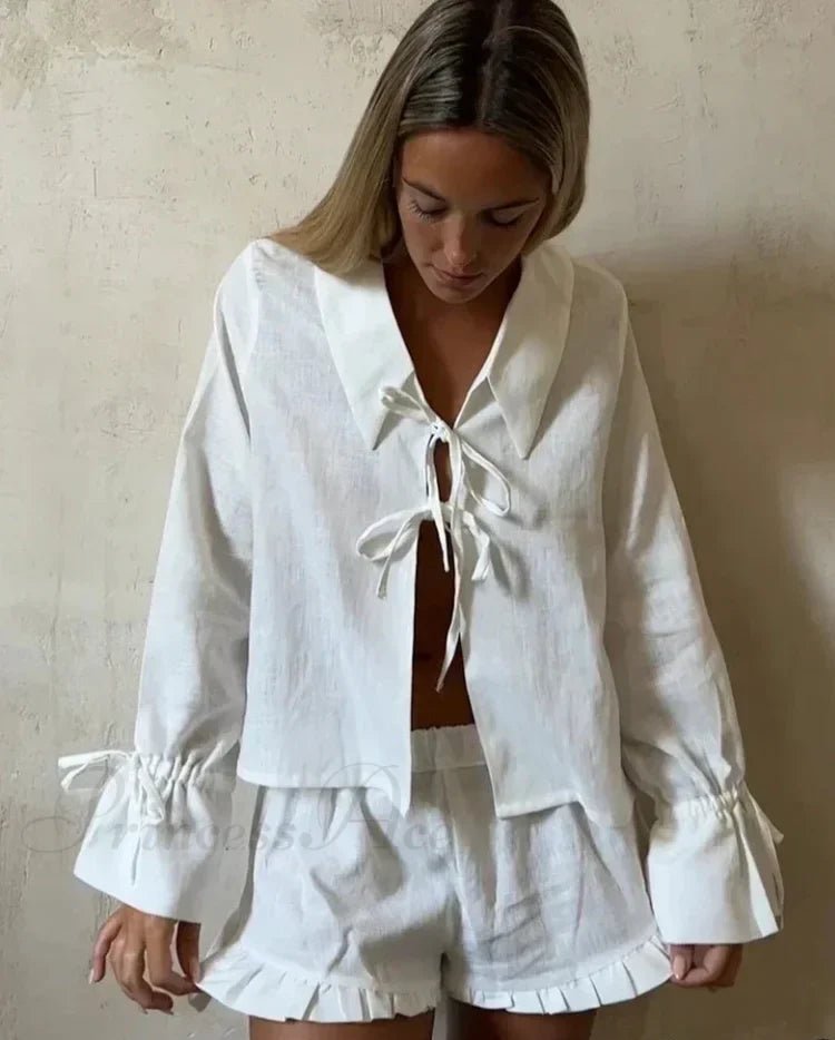 SOERA Bianca Stylish Cotton Two Piece Set - Matching Sets - White S