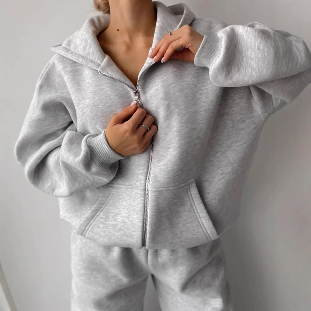SOERA Cecilia Oversized Hoodie Track 2 Piece Set - Matching Sets - 1005009714209042-;Zw1769414230106459835 Light Grey M