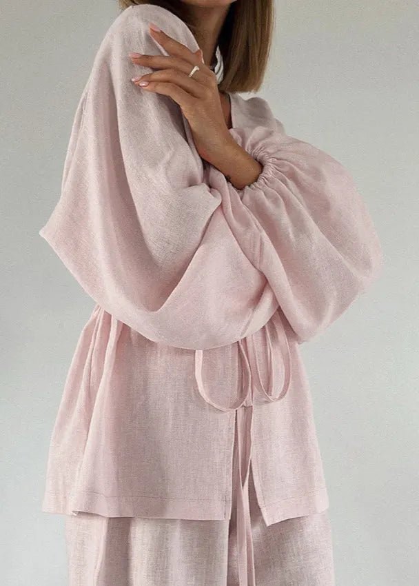 SOERA Isla Linen Two - Piece Set with Bell Sleeves - Matching Sets - M