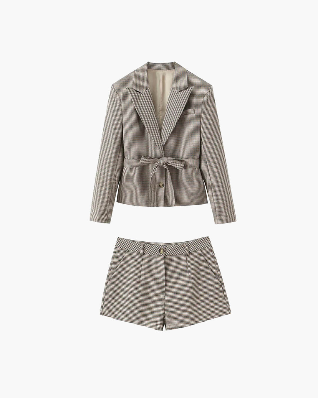 SOERA Lucy Houndstooth Belted Shorts Suit - Matching Sets - 1005010106269418-;Ff1770303445138272210 Blazer M