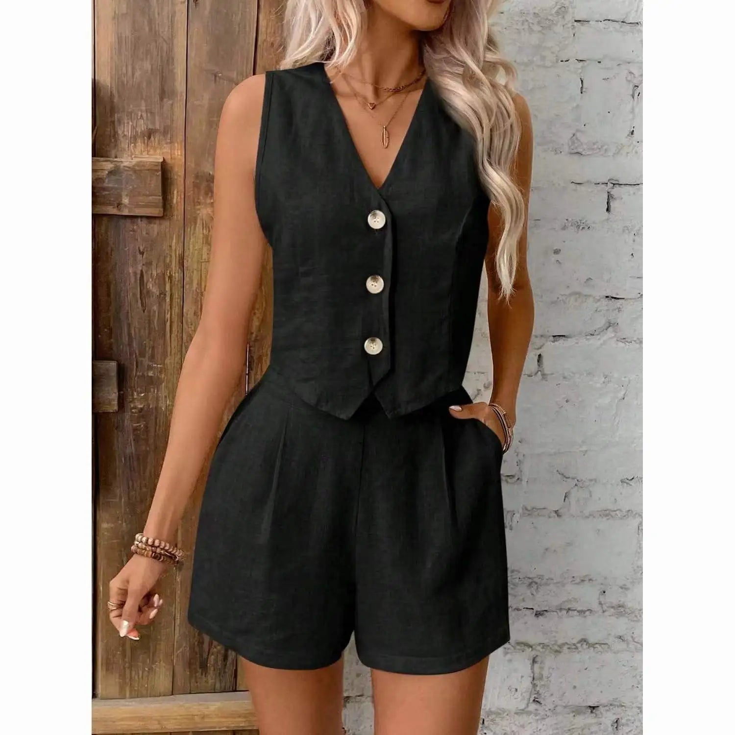 SOERA Lumi Cotton Linen Two Piece Set - Matching Sets - Beige S