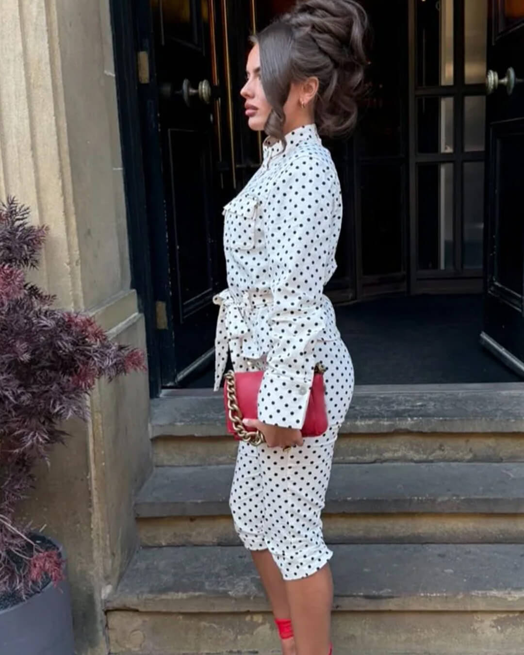 SOERA Jia Polka Dot High - Waist Trouser Set - Set - Pants S