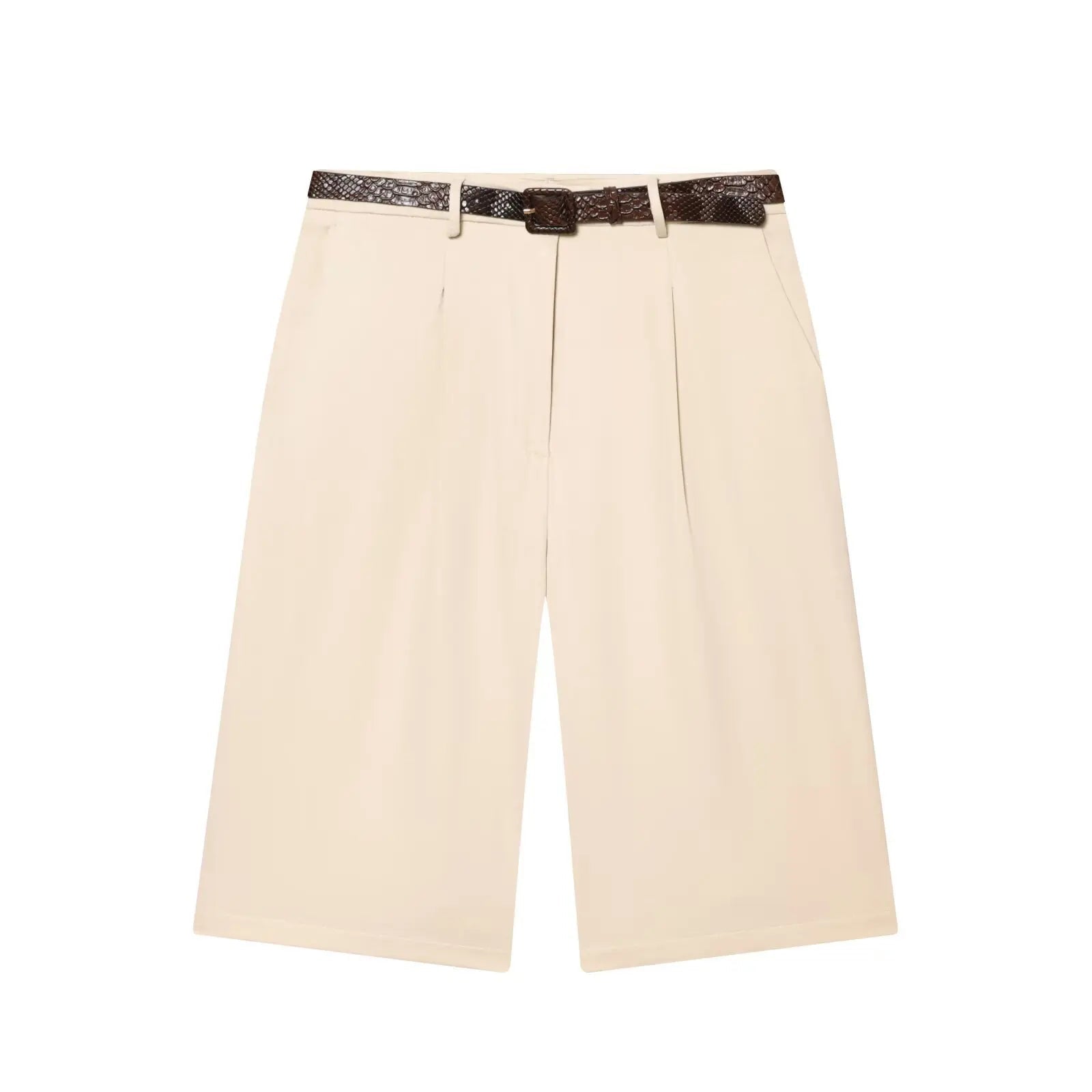 SOERA Florentine High Waist Bermuda Shorts with Belt - Shorts - Brown XS