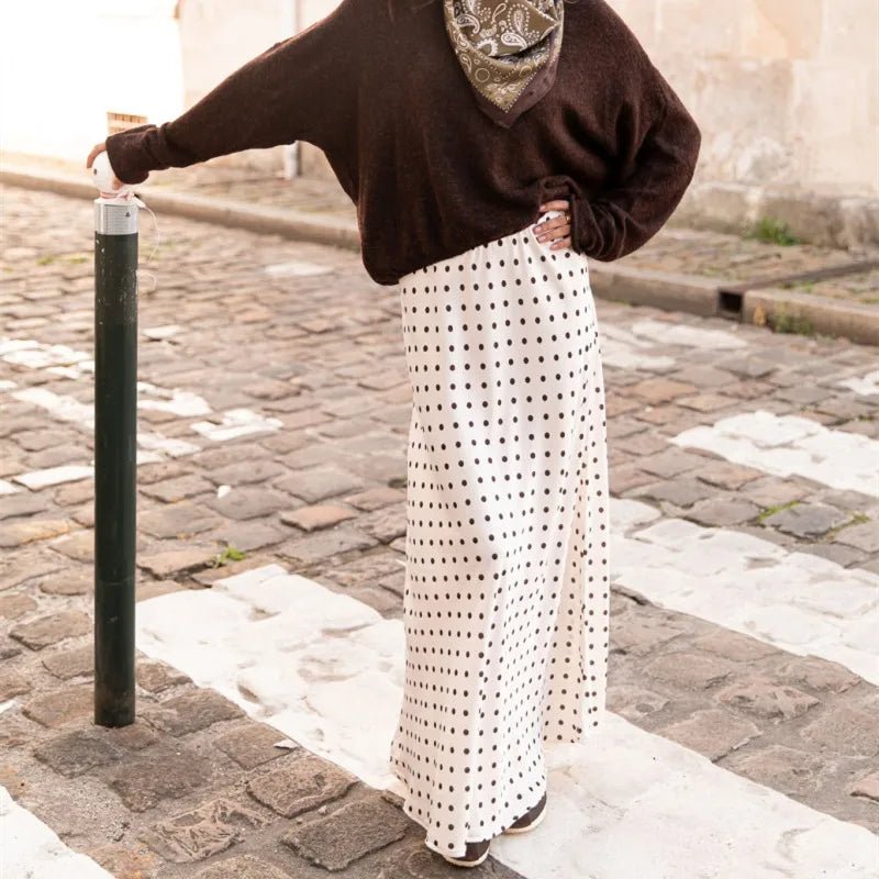 SOERA Beatrice Polka Dot Satin Maxi Skirt - Skirt - Beige S