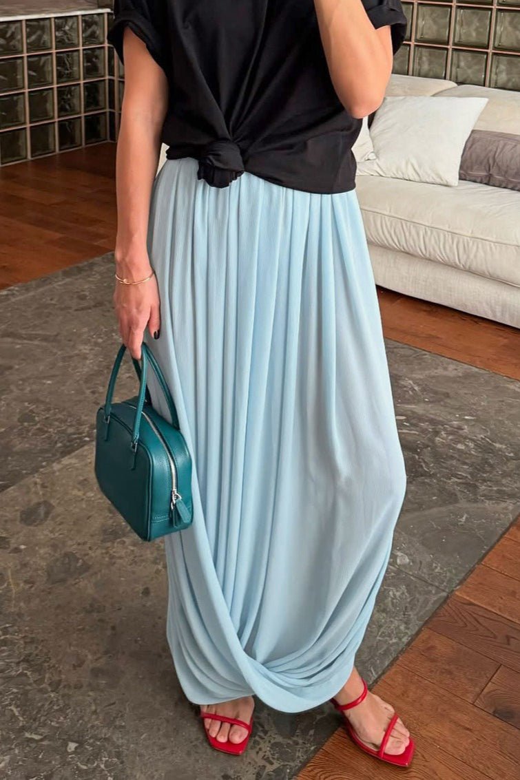SOERA Celeste Chiffon Flowing Maxi Skirt - Skirt - Blue M