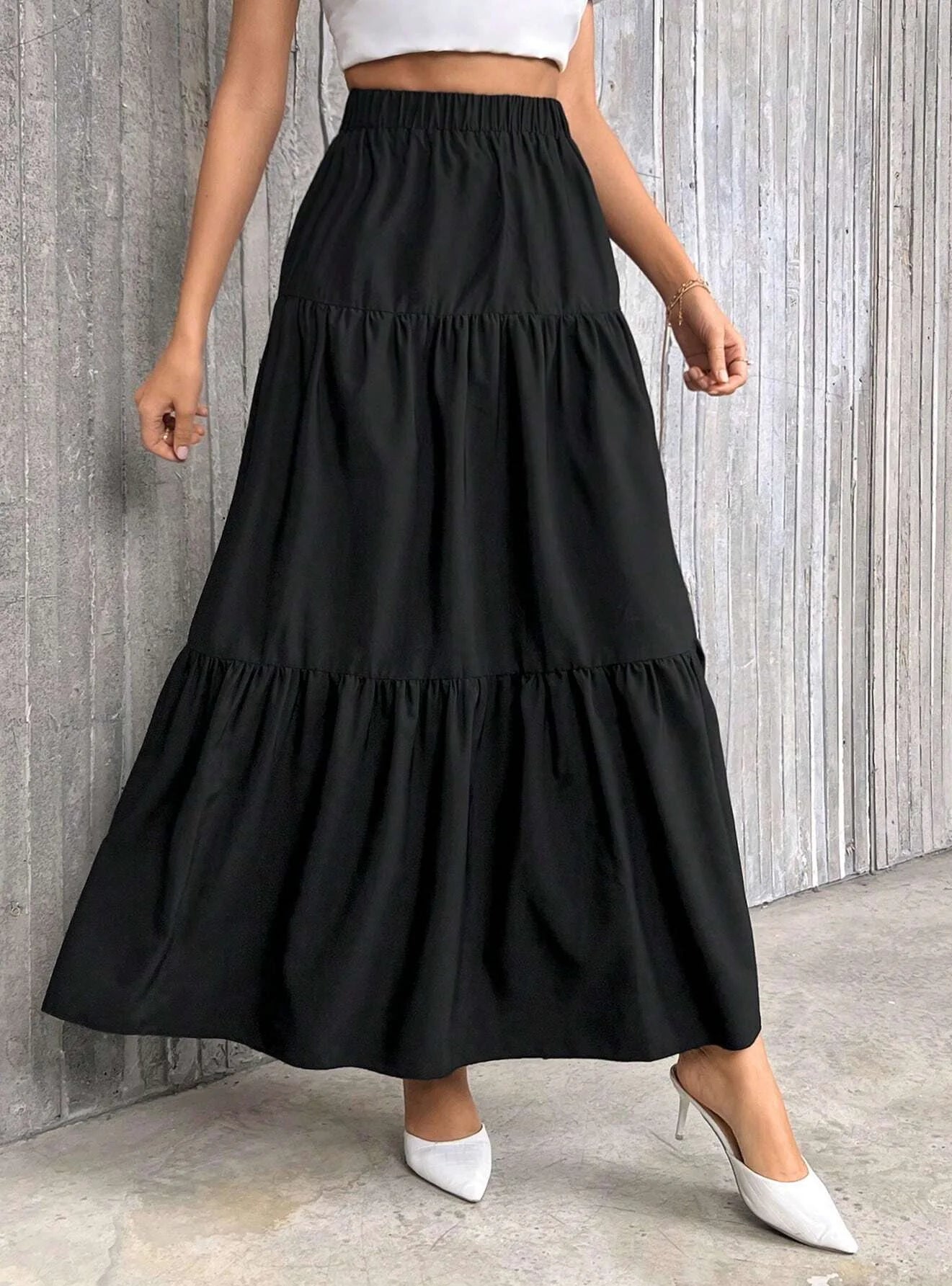 SOERA Idalia High Waist Flounce Hem A-Line Skirt - Skirts - Black XS