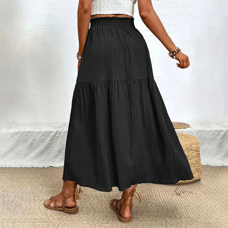 SOERA Maia Bohemian Midi Ruffle Skirt - Skirts - Black S