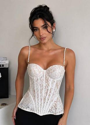 SOERA Aneyla Lace Sheer Bustier Cami Top - Tops - White S