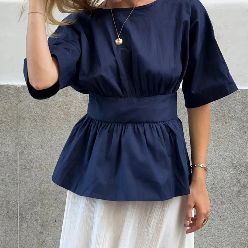 SOERA Cecile Ruffled Backless Blouse - Tops - Yellow S