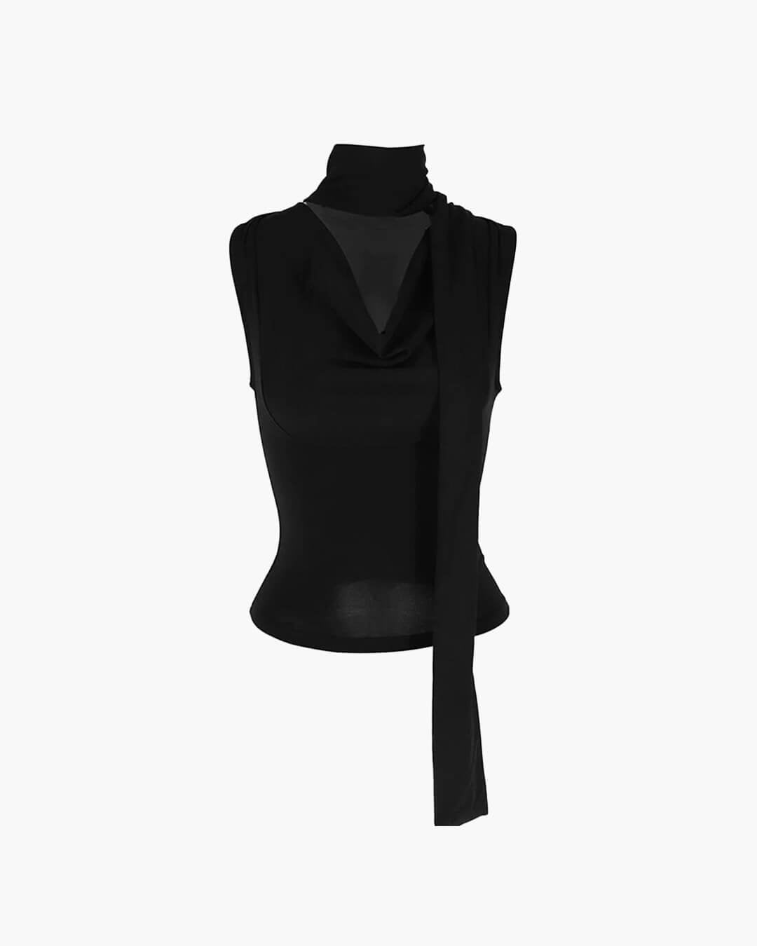 SOERA Lydia Neck Tie Up Sleeveless Top - Tops - 1005008293123697-;zJ1770053333819888132 Black S